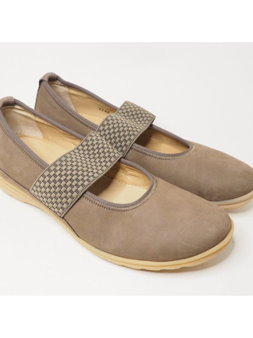 Hartjes XS Brown Suede Mary Janes Elastic Strap Flats Shoes, Size 6.5